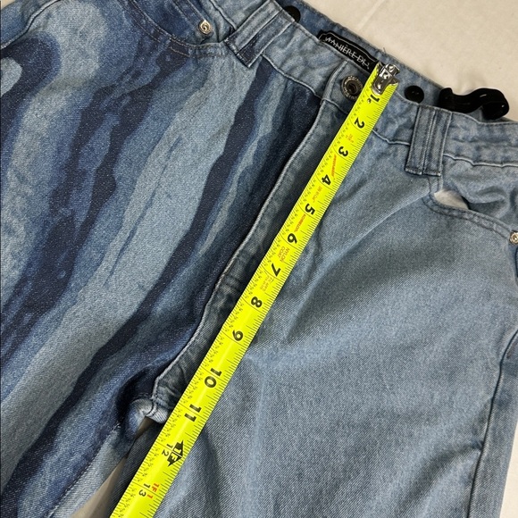 Maniere De Voir Marble Print Mom Jeans Size 8 High Waisted Distressed Denim Jean - Picture 11 of 14